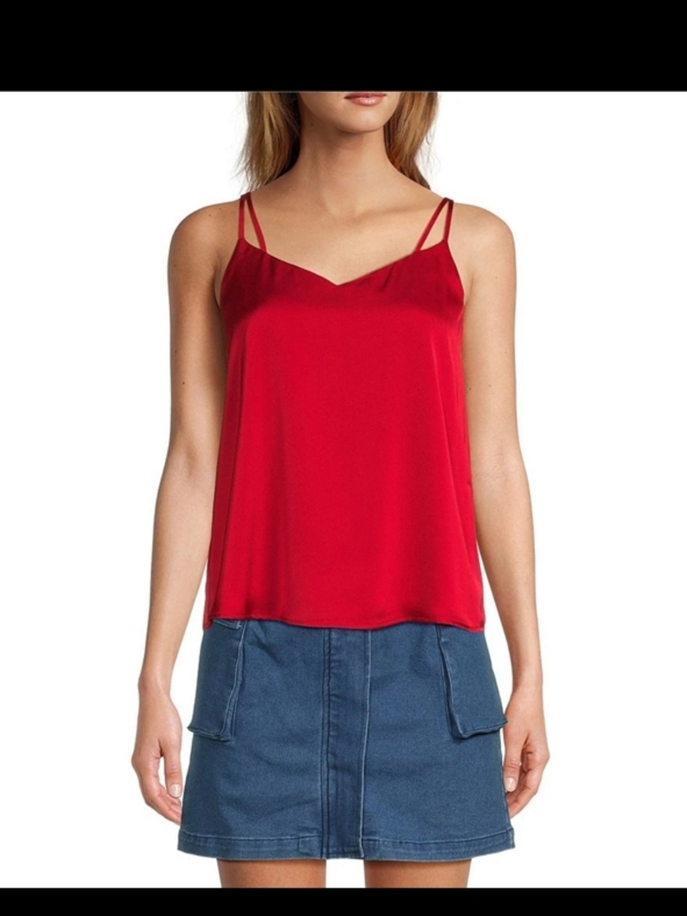 Women’s Red Satin Double-Strap Cami Top
